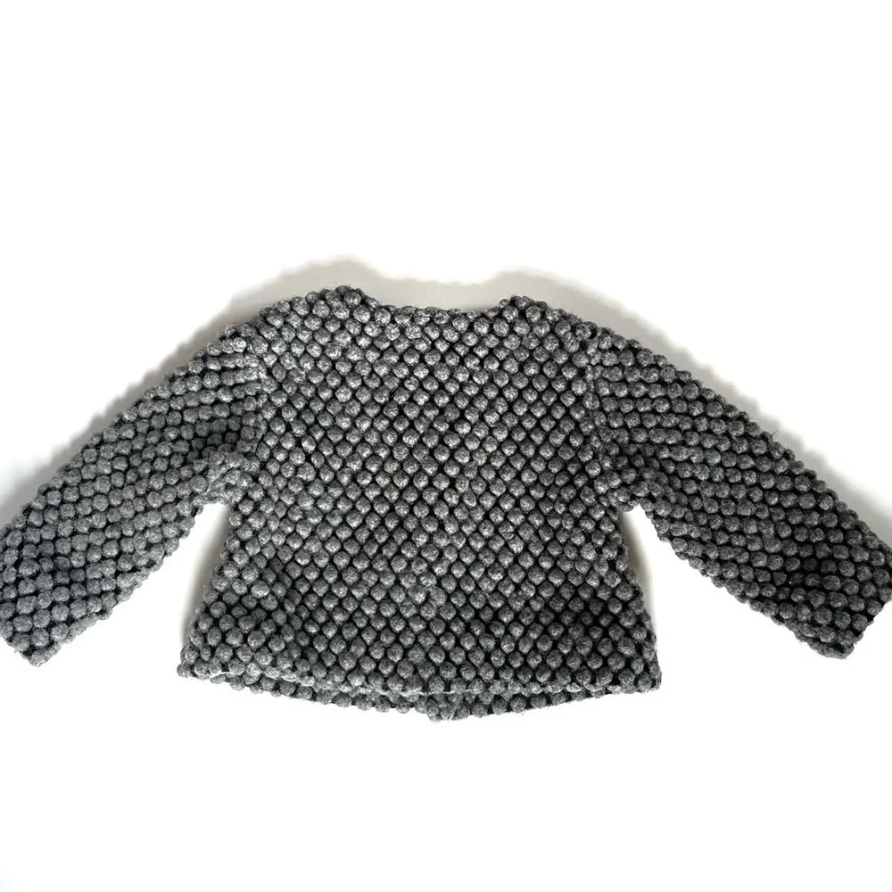 OshKosh Wool Blend Bobble Jacket Gray 4T Jersey Knit Lined